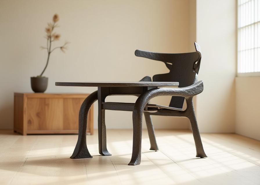 Kajiya Furnishingsのシグネチャー家具 — 優雅な曲線を持つ金属製の椅子