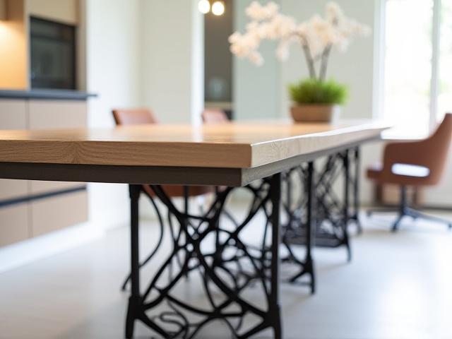 オーダーメイドの金属製ダイニングテーブル