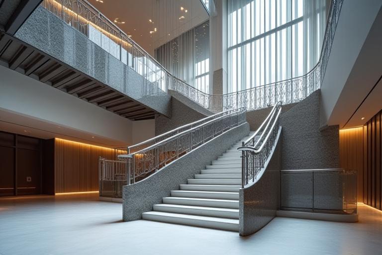 モダンな建築空間における精巧な鉄製の手すり